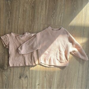 Zara muted orange knit sweater and ribbed shirt size 18-24 months